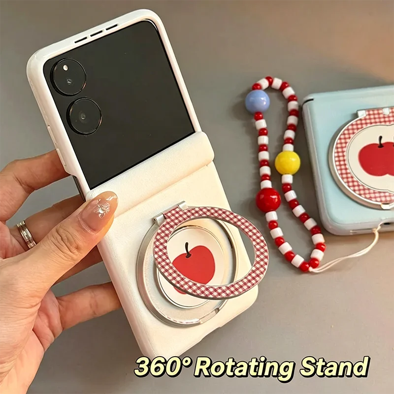

mixflip Case Cute 360° Rotating Magnetic Stand Phone Case For Xiaomi Mix Flip Cases Hinge Protection Hard PC Cover&Beaded Strap