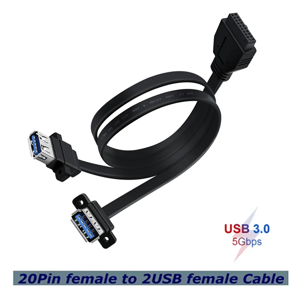 USB 3.0 Front Panel Cable 5Gbps USB 3 0 Header Extension Cable 19/20 Pin USB 3.0 Front Panel Extension with Panel Mount Holes