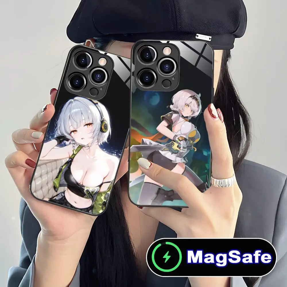 

ZZZ Silver Soldier Anby Phone Case for iPhone 16 15 14 13 12 11 Pro Max Plus Mini MagSafe Glass Colour Protective Pretty Luxury