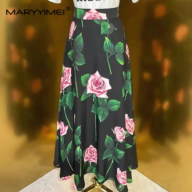 

Gedivoen Spring Summer New Women Dress Slim-Fit Hip Wrap Print Black Romantic Daily Basic Vacation Style Dresses