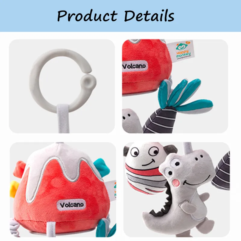 سرير بيبي معلق ألعاب خشخيشة موسيقية أفخم الحيوان الوليد سحب قبضة التدريب جرس المحمول لسرير عربة الصالة الرياضية الإطار لعبة معلقة #6