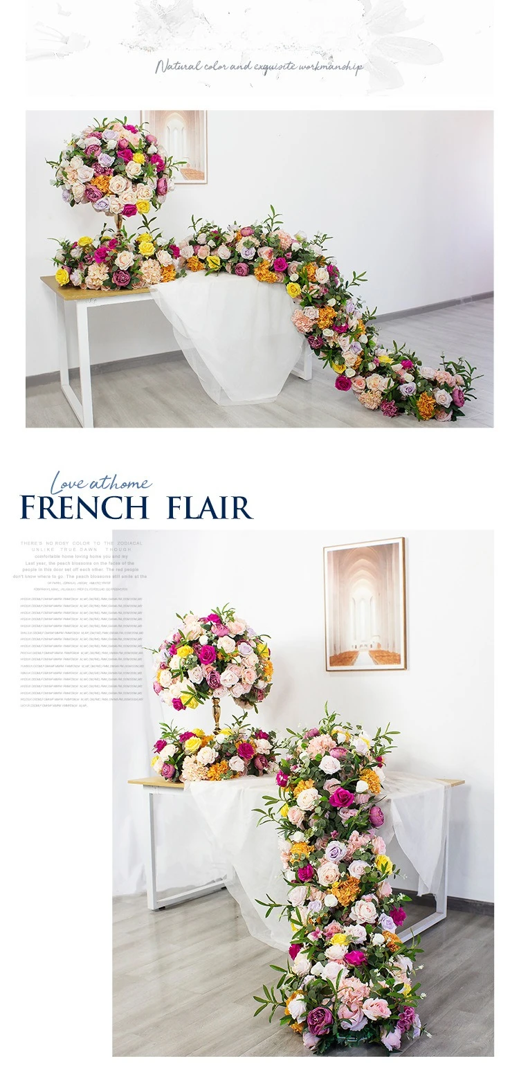 Künstliche Grünpflanzen, rosa Blumenkugel, Blumenreihe, Hochzeitsbogen, Bühnenhintergrund, Dekoration, Seidenblumenarrangement, Großhandel, Eventdekoration – Detail 5