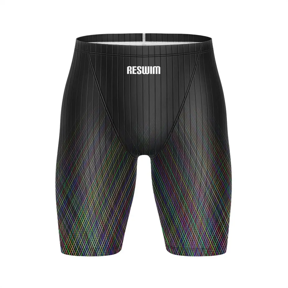 New Men's Swim Jammers Endurance Athletic Training Swimsuit Short Swimming Trunks Sports Surfing Beach Tight Jammer Swimwear
