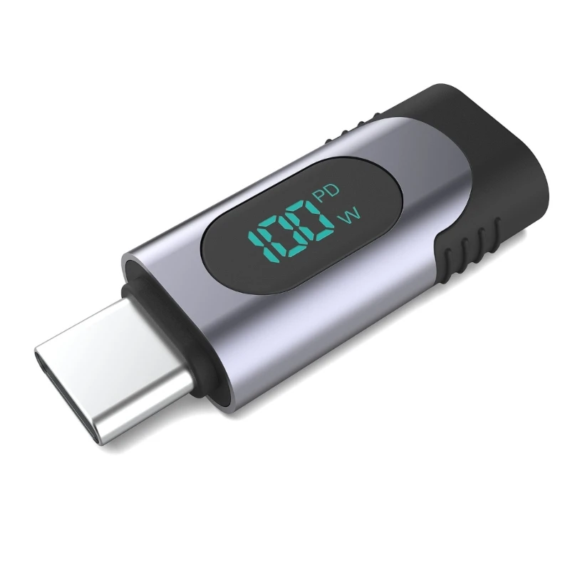 

USB C Male to Female Adapter with LED Display Fast Charging &Data Transfer Support for Mobile Devices, Tablets, Laptops