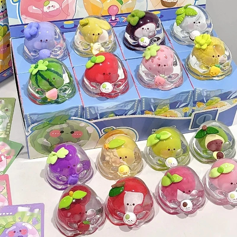 

Cute Cartoon Anime Peripheral Water Wave Egg Fruit Colorful Series Blind Box Creative Cute Trendy Doll Toy Desktop Ornament Gift