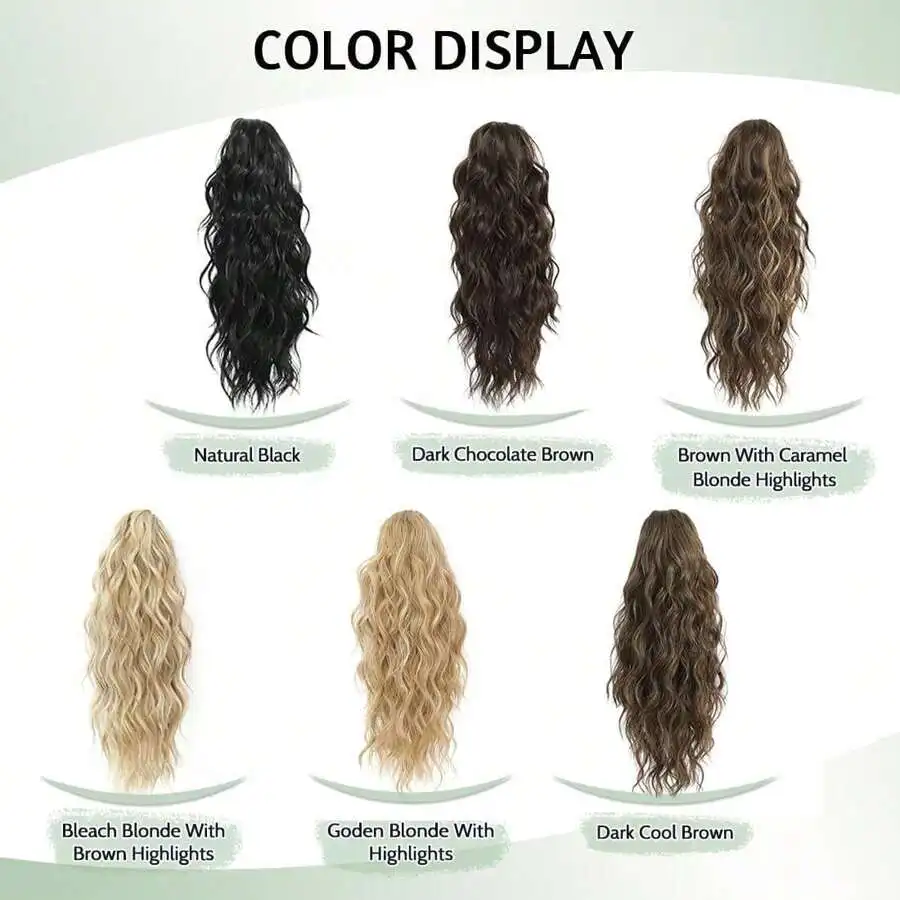 Extension de queue de cheval pince à griffe dans les Extensions de cheveux de queue de cheval griffe synthétique Extension de queue de cheval bouclée pour les femmes 18 pouces vague bouclée