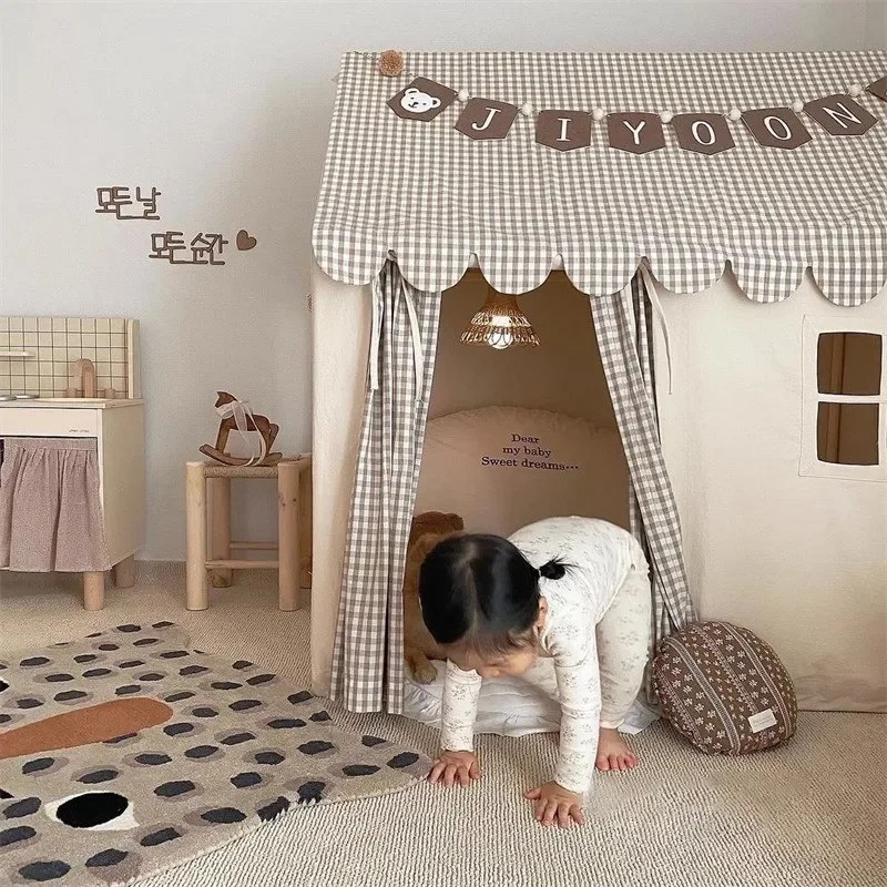 Nordic Plaid Indoor Kids Tent Playhouse Kindergarten Family Room Small House Toy House Indoor Children's Tent Play House