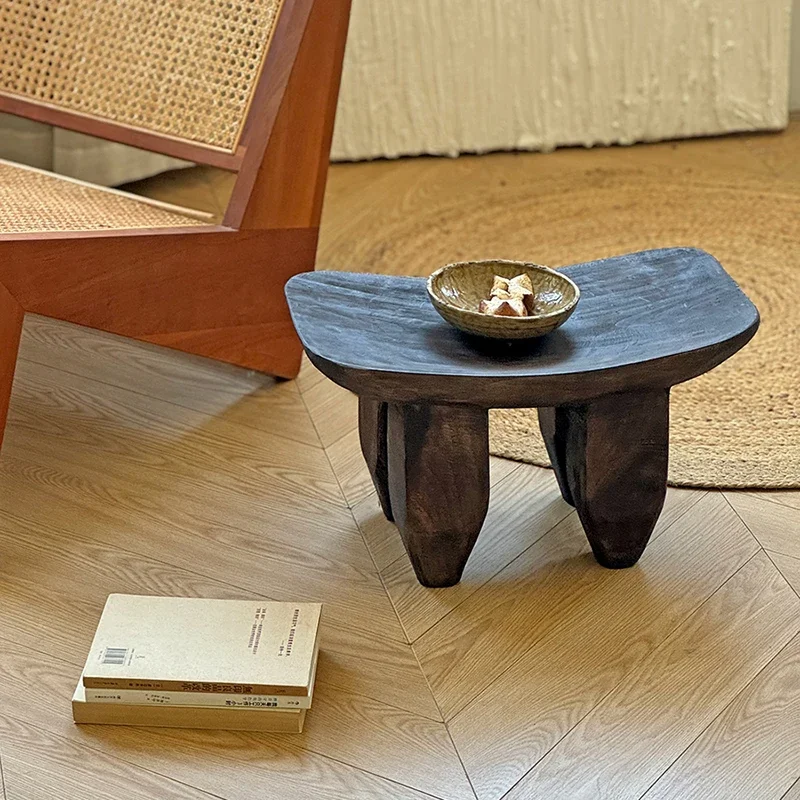 

Japanese Style Solid Wood Stool Vintage Living Room Shoe Changing Stool Decorative Low Bench Prop Photography for Home Furniture