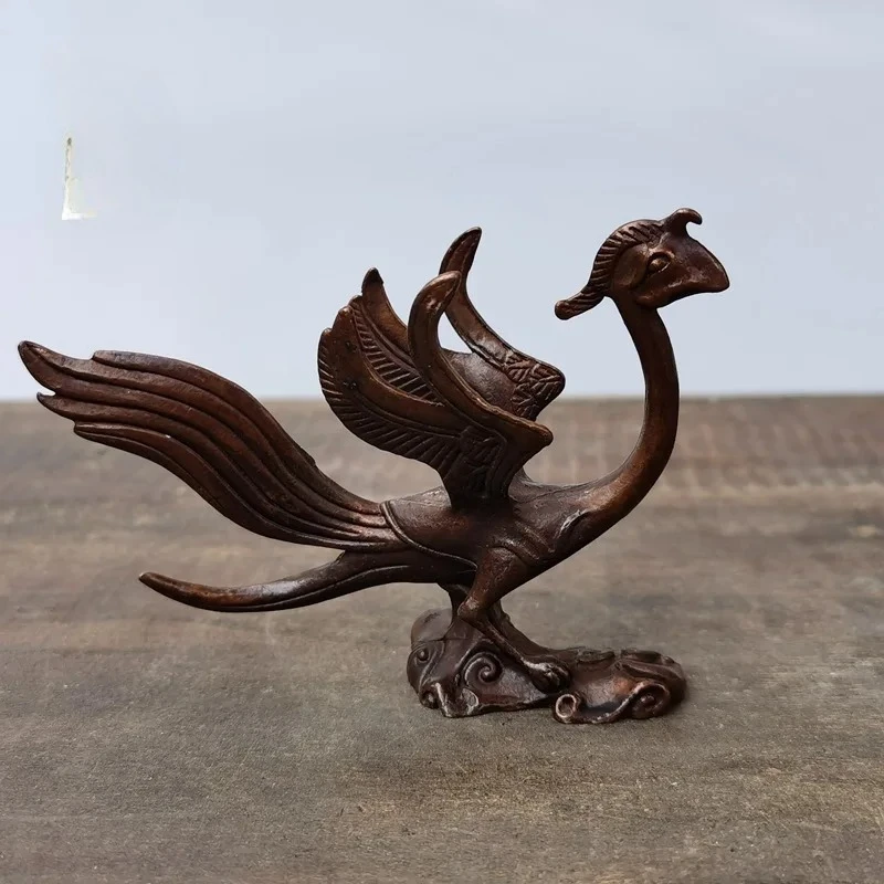 Rare Chinese bronze hand casting phoenix statue collectable figure netsuke art