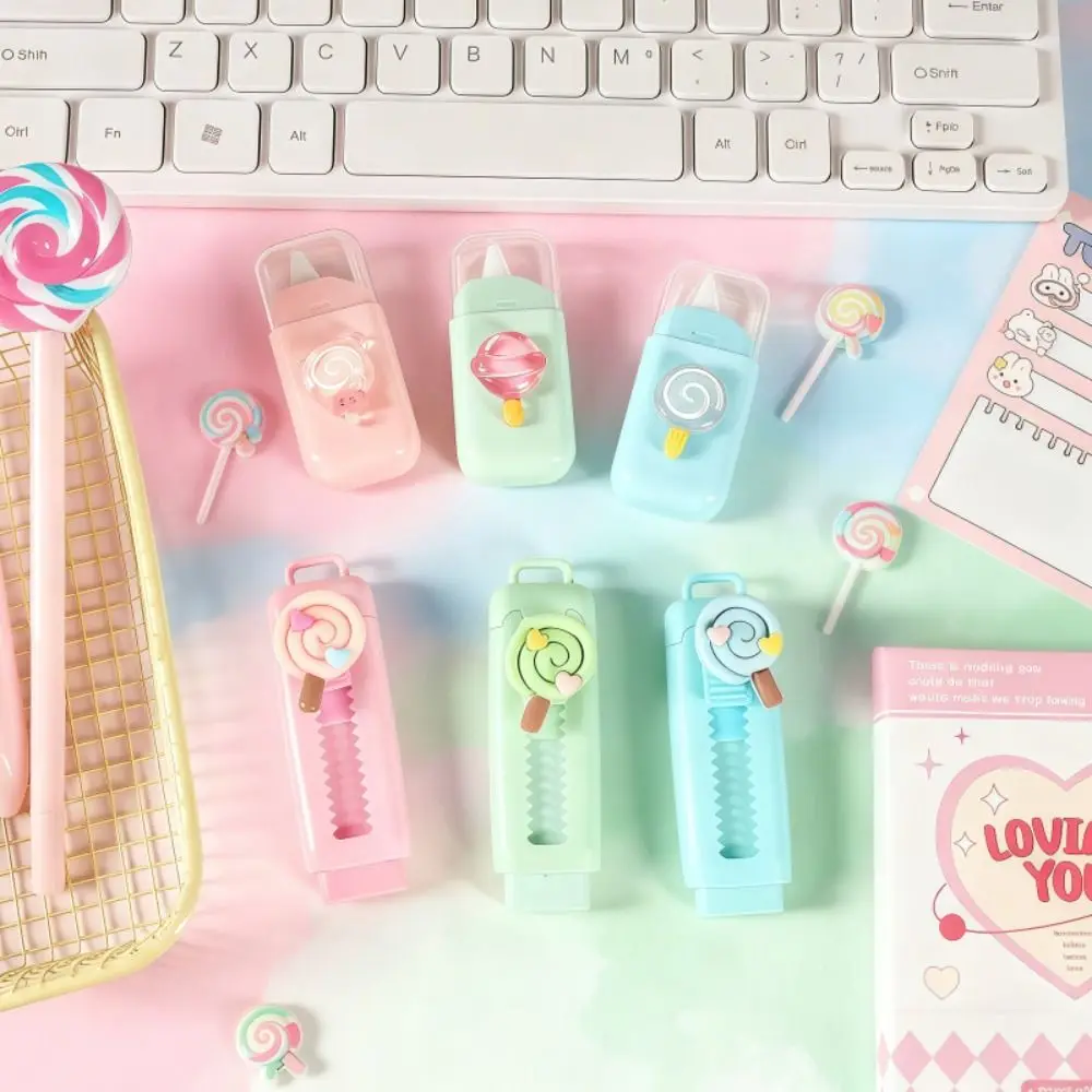 Durable 6-in-1 Stationery Set Candy Design Kit Ballpoint Pen Portable Correction Tape Students Gift