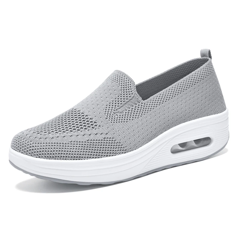 Lightweight Air Cushion Women Knit Slip On Shoes Wedge Platform Non Slip Casual Walking Sneakers view 2
