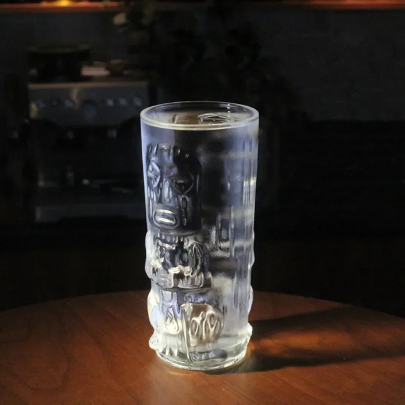 Ceramic Vase 425ml/475ml Transparent Glass Tiki Cup Hawaiian Mixing Mug Mask Cups Creative Ghost Face Cup Bookshelf Decoration