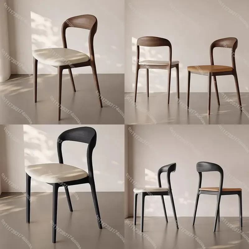 Wooden Wishbone Dining Chair with Leather Upholstery Indoor Outdoor Kitchen Balcony Leisure Seat Modern Home Furniture