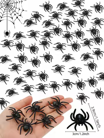 20/50PCS Realistic Plastic Spider Toys Halloween Prank Props Small Size Funny Halloween Decorations