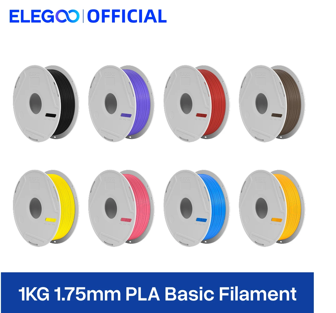 Filamento PLA Básico ELEGOO para Refil 1.75mm Preto 1KG, Filamento para Impressora 3D Sem Bobina, PLA para Refil em Bobina Reutilizável