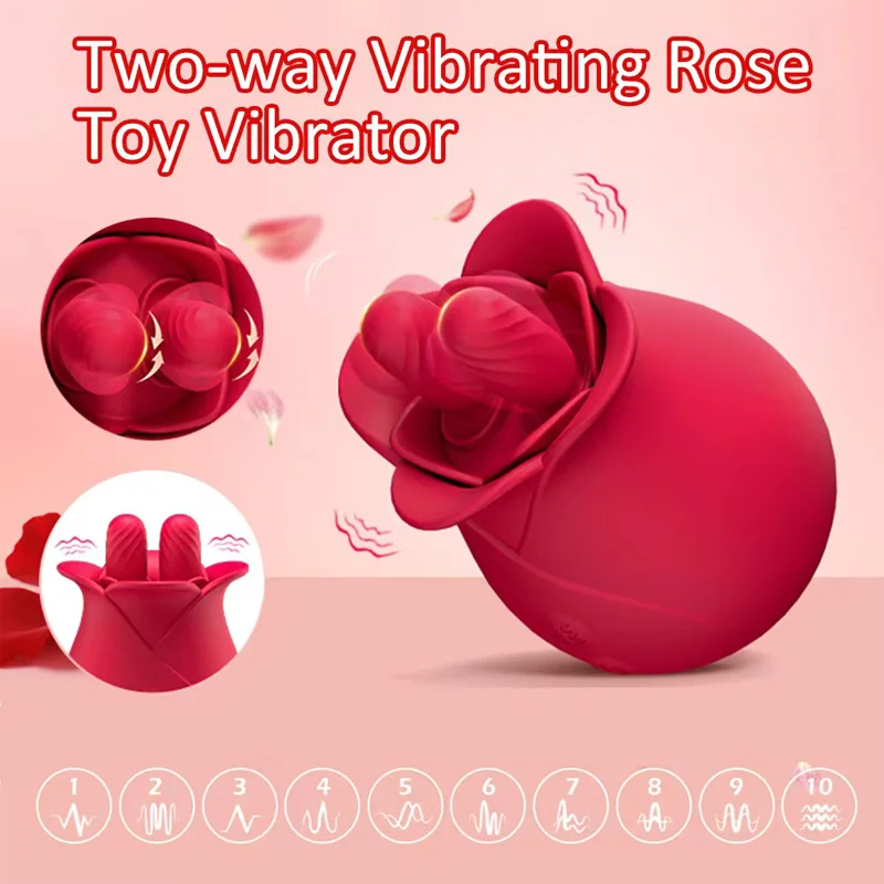 Double Tongue Vibrator For Female Rose Clitoris G-spot Stimulator Couple Flirting Nipple Massager Sex Toy For Women Adult 18