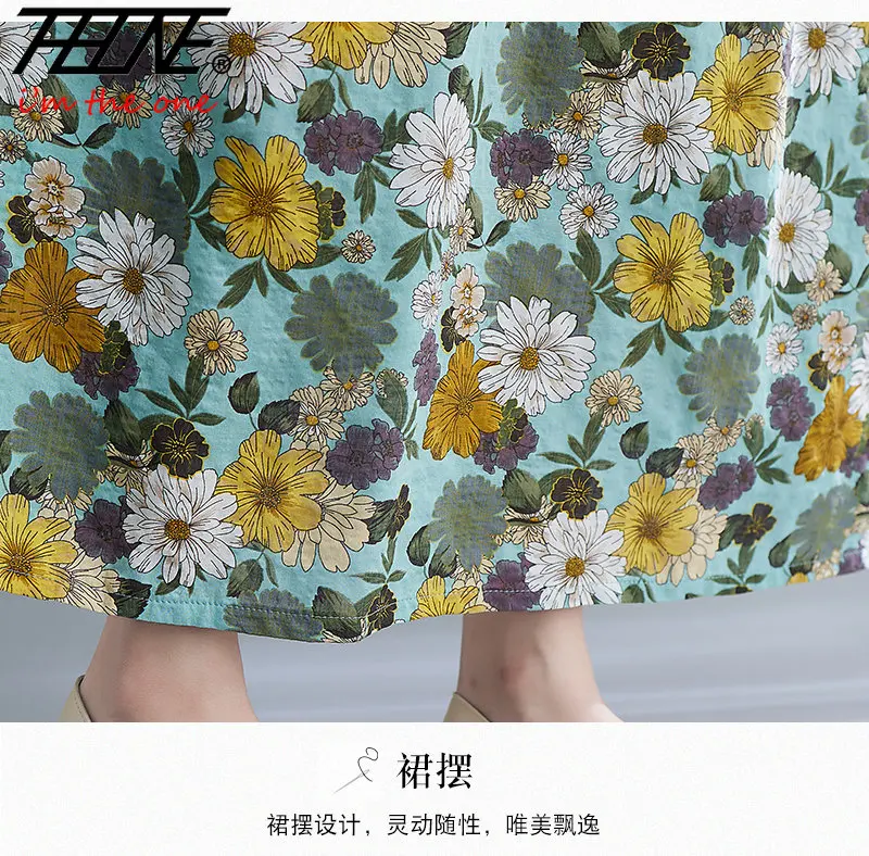 Summer Floral Beach Dress for Women Robe Oversized Loose Long Casual Korean Cotton Woman Ladies Print Dresses Vestido Feminino