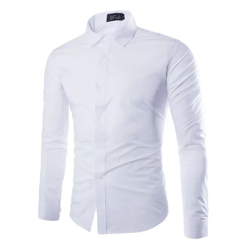 Summer Shirts for Men 2024 CasualLong Sleeved Shirts Business Slim Fit Male Black White Social Shirts Camisa Masculina Tops