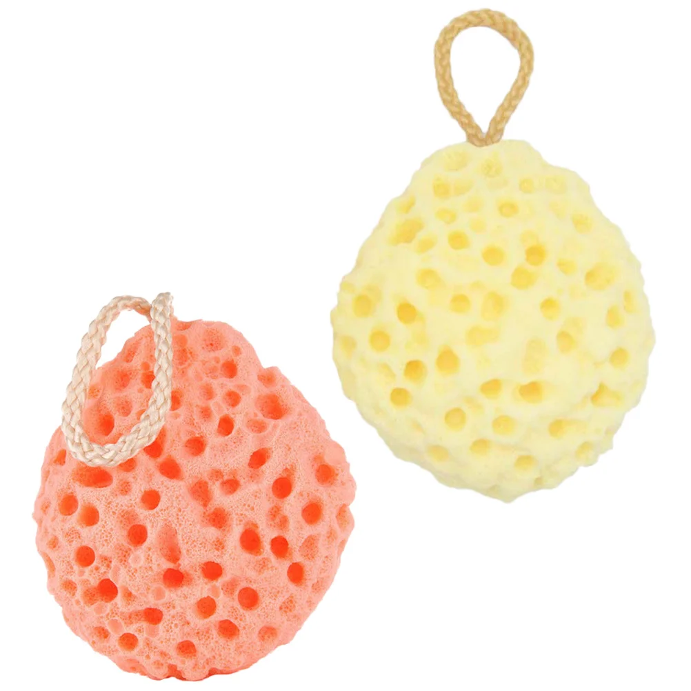 2 قطعة إسفنجة حمام على شكل قرص العسل كرة استحمام ناعمة متينة لترطيب البشرة وتفعيل الخلية كرة استحمام معلقة حزام لكامل الجسم #1