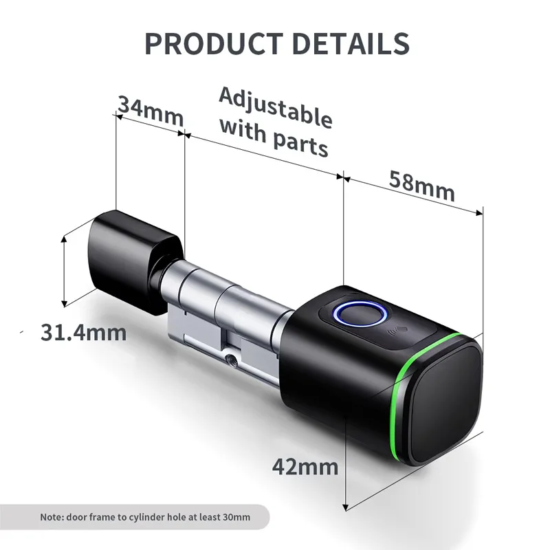 ​TUYA Smart Door Lock - Fingerprint/Code/Card/Keyless Entry, Auto-Lock, APP Control, Aluminum Alloy Security for Home Door Lock​