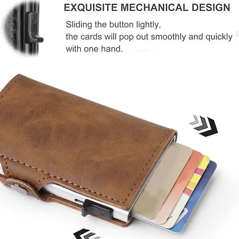 Multifunktionale Bankkarten-Geldbörse für Damen und Herren mit RFID-Blockierung, Metall-Aluminium-Ausweiskartenhalter, Modische Geschäftsbrieftasche – Detail 3