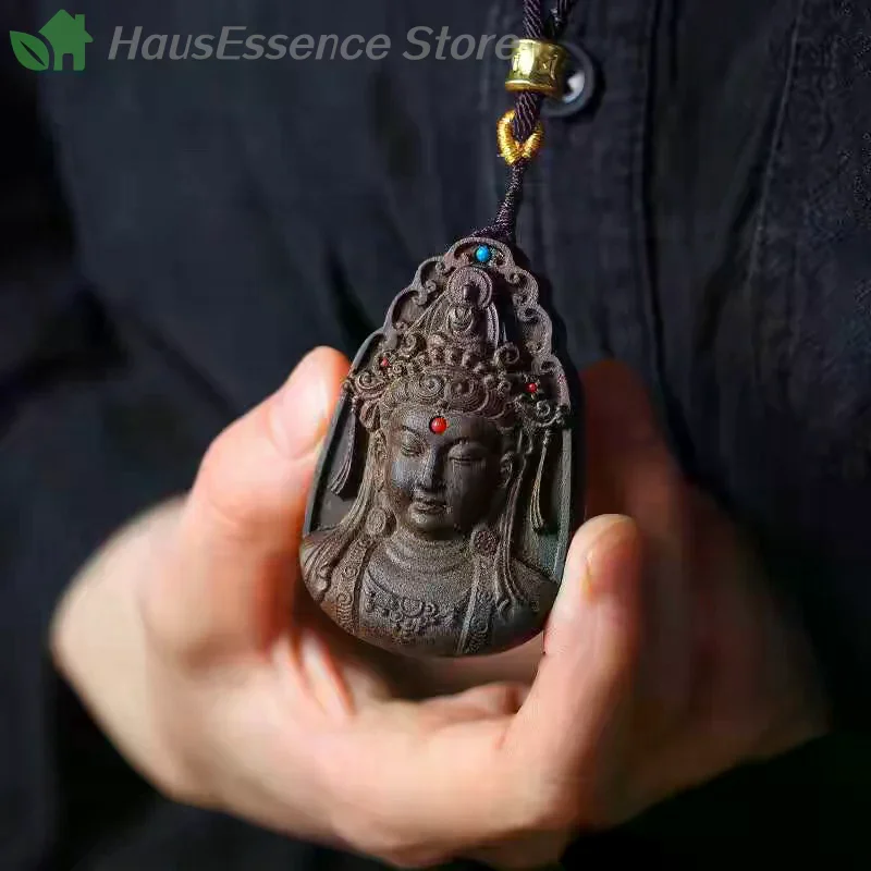 ※  Guanyin Pendant Necklace Agarwood Feng Shui Auspicious Collar Good Quality Luck Meditation Jewelry