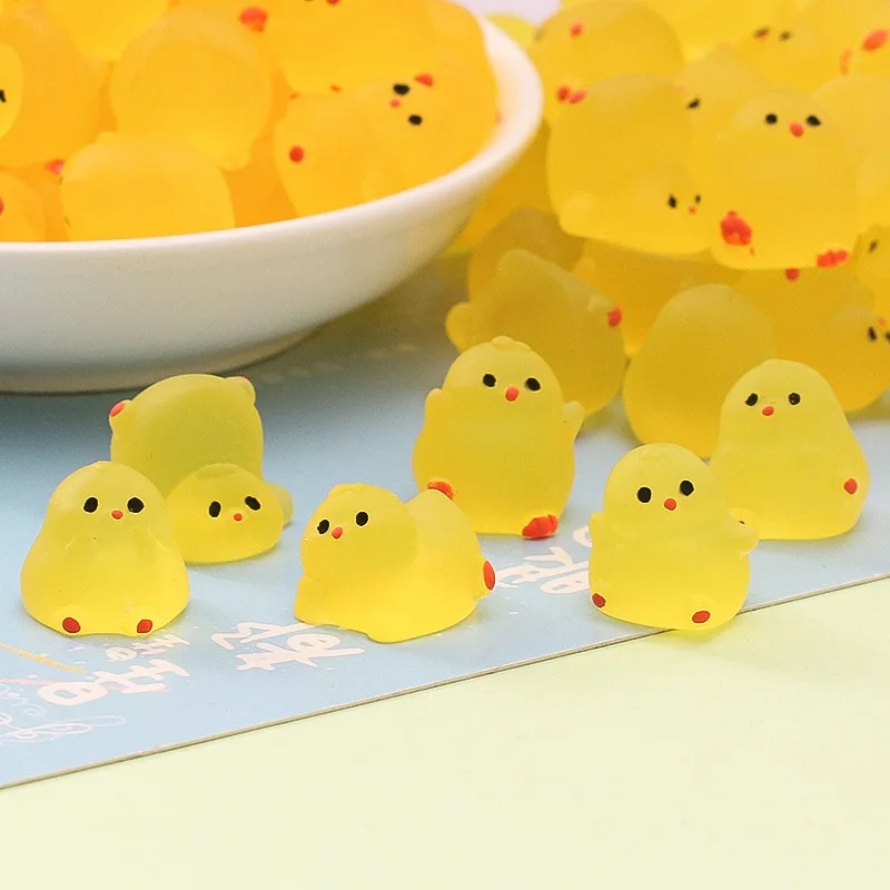 10/30pcs Luminous chubby chicken resin accessories cartoon chicken three-dimensional ornaments handmade DIY jewelry materials