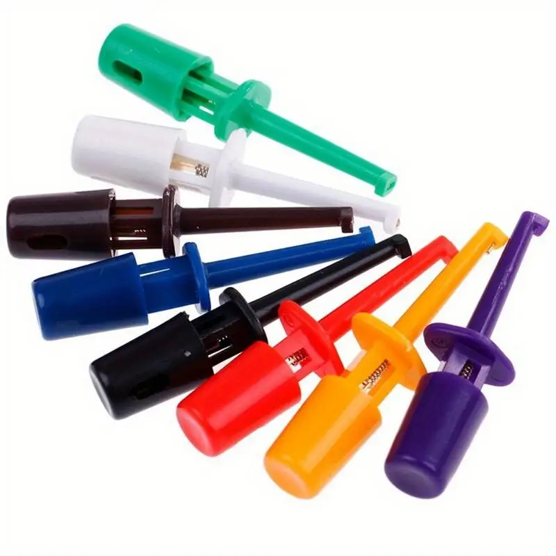 Mini 12Pcs Single Test Hook Clip Probe for Electronic IC Grabber Large Round Crocodile Clip Hook Test Clip