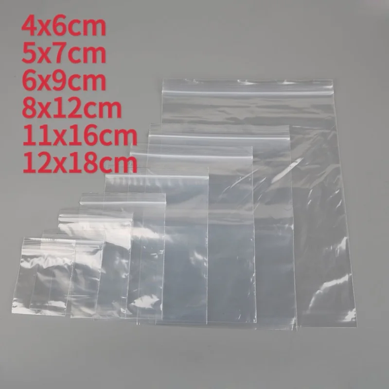 100Pcs/lot Small Zip Lock Plastic Bags Transparent Bag Reclosable Vacuum Storage Bag Clear Bags Ziplock Food Storage zip Bags 6