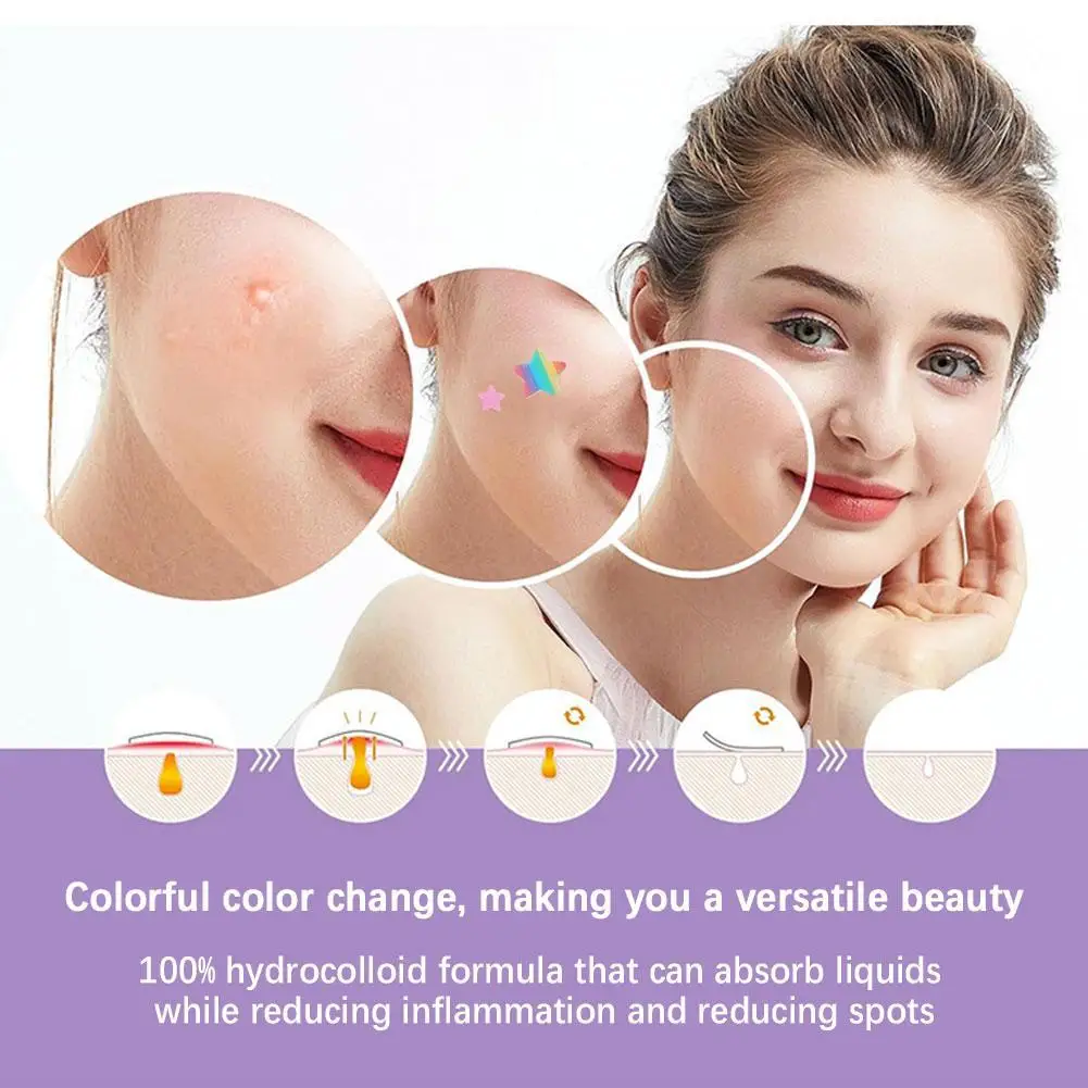 Autocollant de traitement coloré en forme d'étoile et de cœur, couverture invisible, patch pour enlever les boutons, soins de la peau, mignon, 12 pièces, 36 pièces