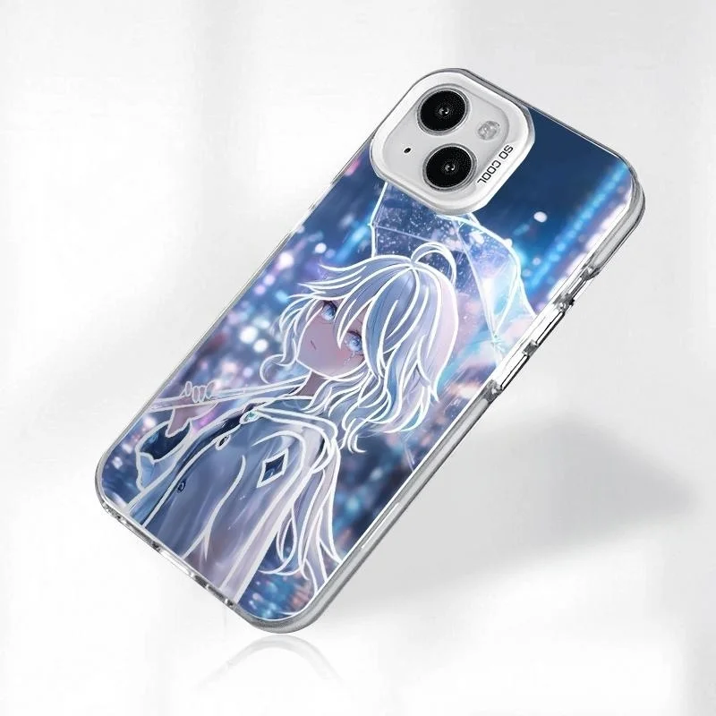 Capa de telefone chuva cidade menina furina focalors para iphone 11 12 13 14 15 16 17 pro max plus air mini genshin impacto capa à prova de choque