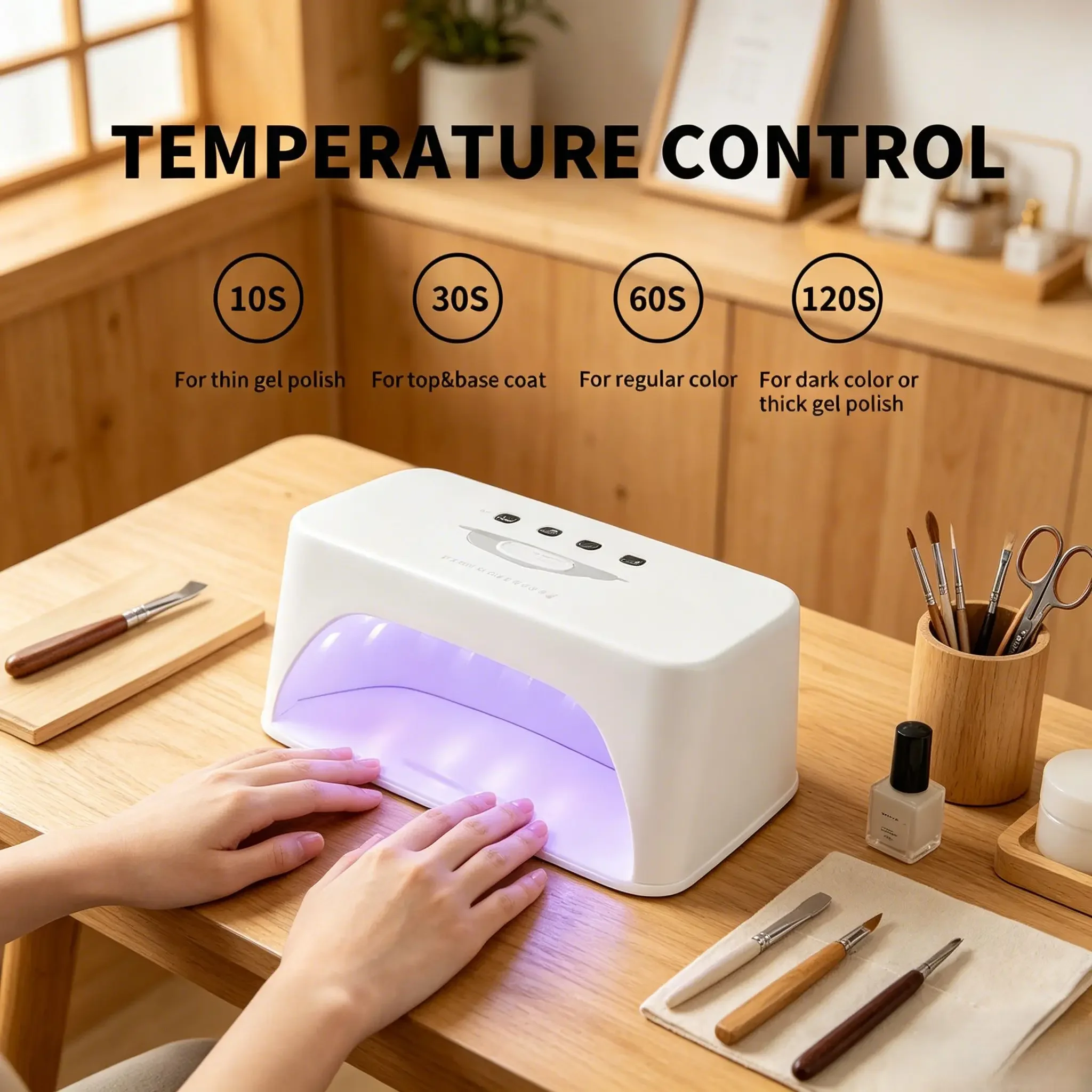 Professional Rechargeable UV LED Nail Lamp, Cordless Gel Nail Curing Light with Removable Bottom and 4 Timer Settings