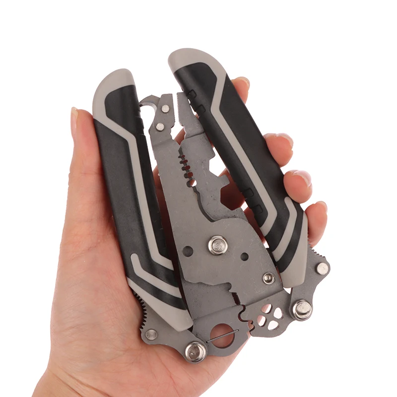 1PC Portable 18 In 1 Crimper Cable Cutter Pliers Multifunctional Foldable Wire Stripper For Wire Stripping Shearing Cutting Tool