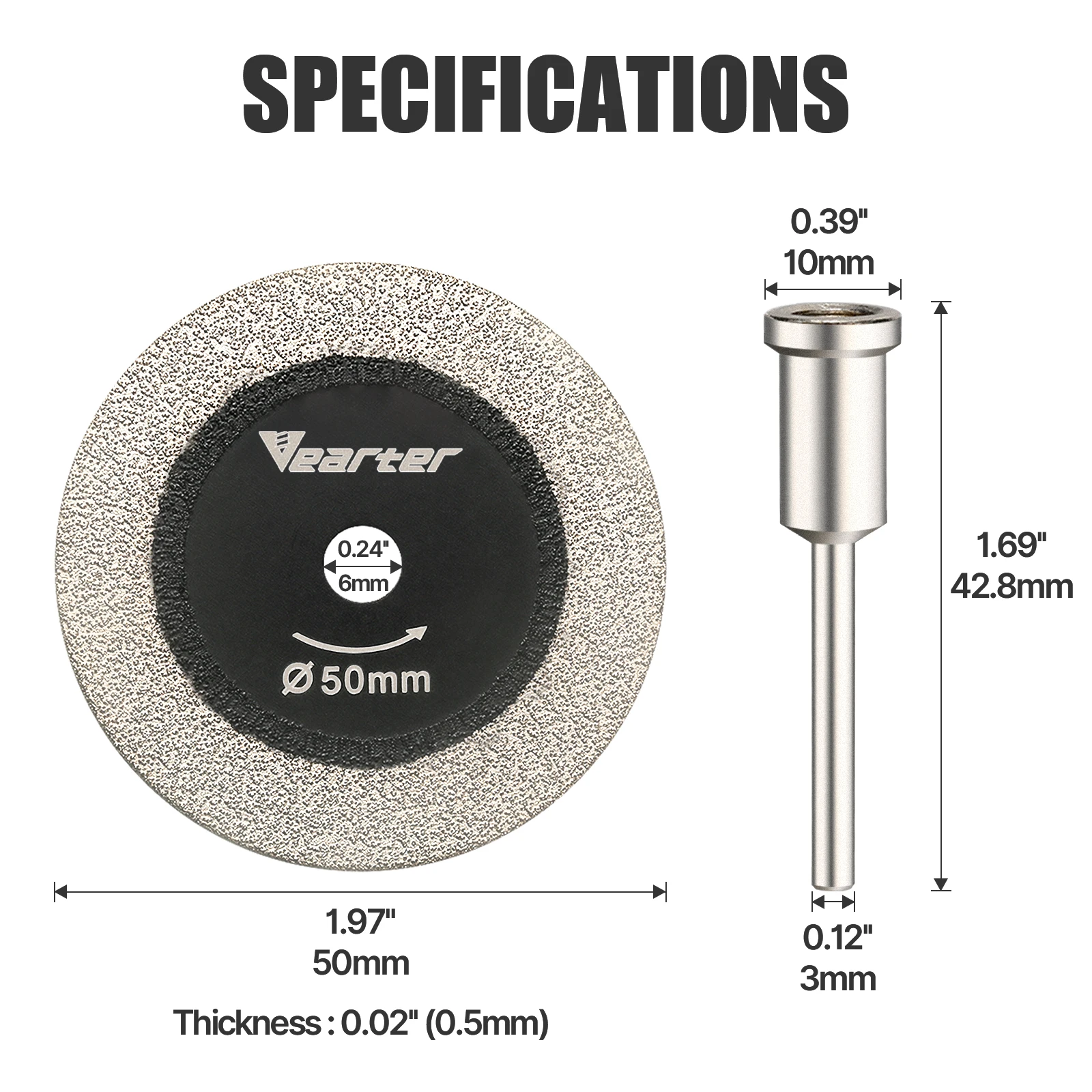 1/3/5PCS 50mm diamond saw blade with 3mm shank carving acrylic removable shank mini grinder glass carving ceramic crystal tile