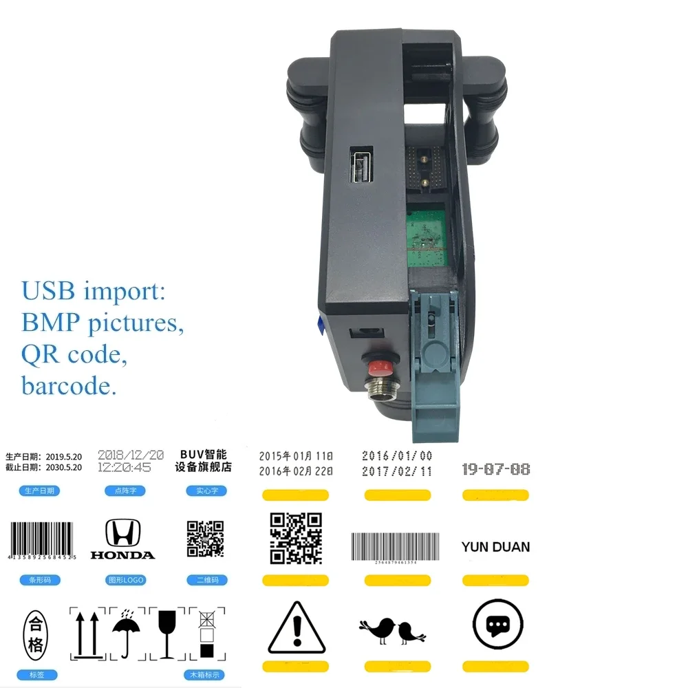 12.7mm Fast Dry Handheld Inkjet Printer Date/logo/digit with USB Import Code/picture 12.7mm Nozzle Portable Touch Inkjet Printer
