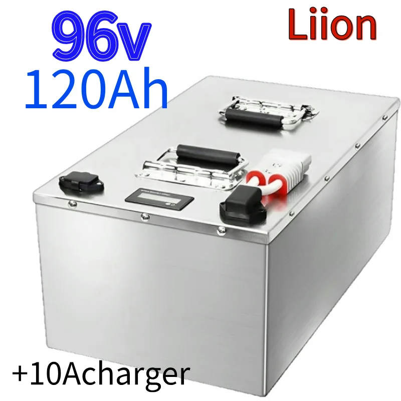 96V 120Ah Li ion Battery Pack 26S BMS Protected +10A Charger for Tour Car Golf Cart Motorcycle Motorhome