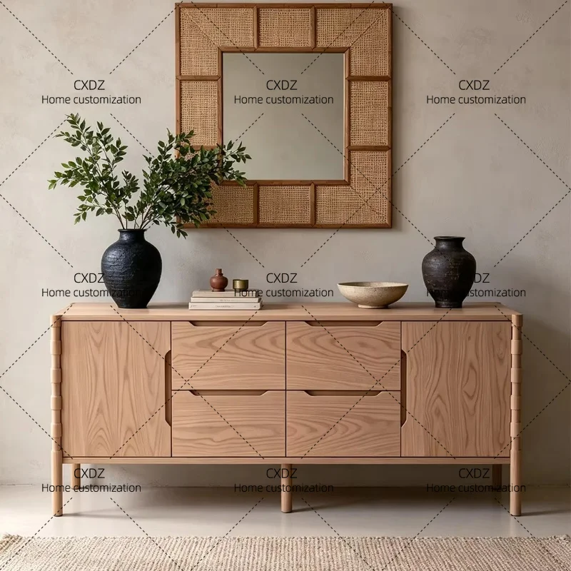 XX retro solid wood dining side cabinet  country bedroom storage cabinet living room locker