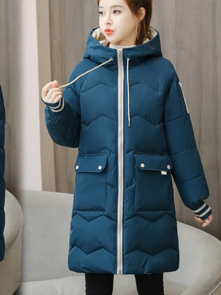 Cappotto invernale donna piumino addensato di media lunghezza cappotti moda coreana parka caldo capispalla con cappuccio da donna abbigliamento donna