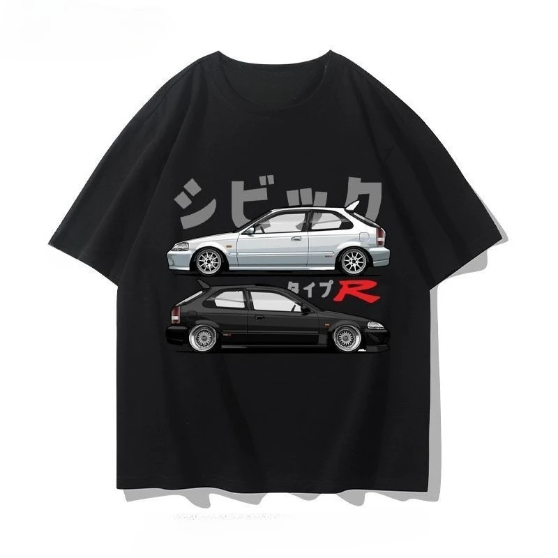

Honda 2026 New Hot Summer Honda Civic Motorcycle Classic Modified Car Culture JDM Car Racing Fan T-shirt Club Men's Top