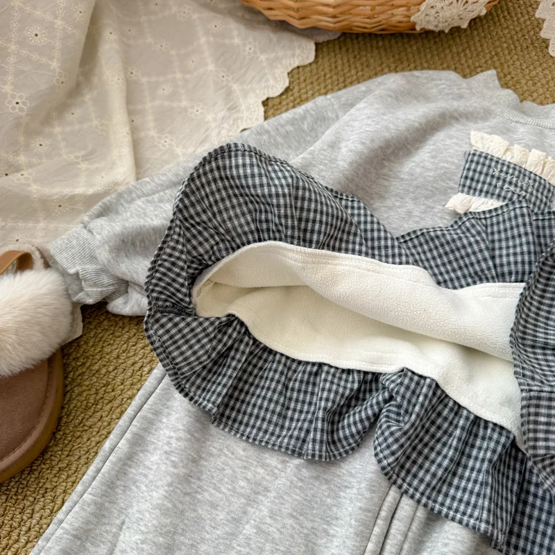 Set per bambini autunno/inverno 2025 Set di pantaloni sportivi con cappuccio in pile per nuove ragazze Addensare set per bambini caldi