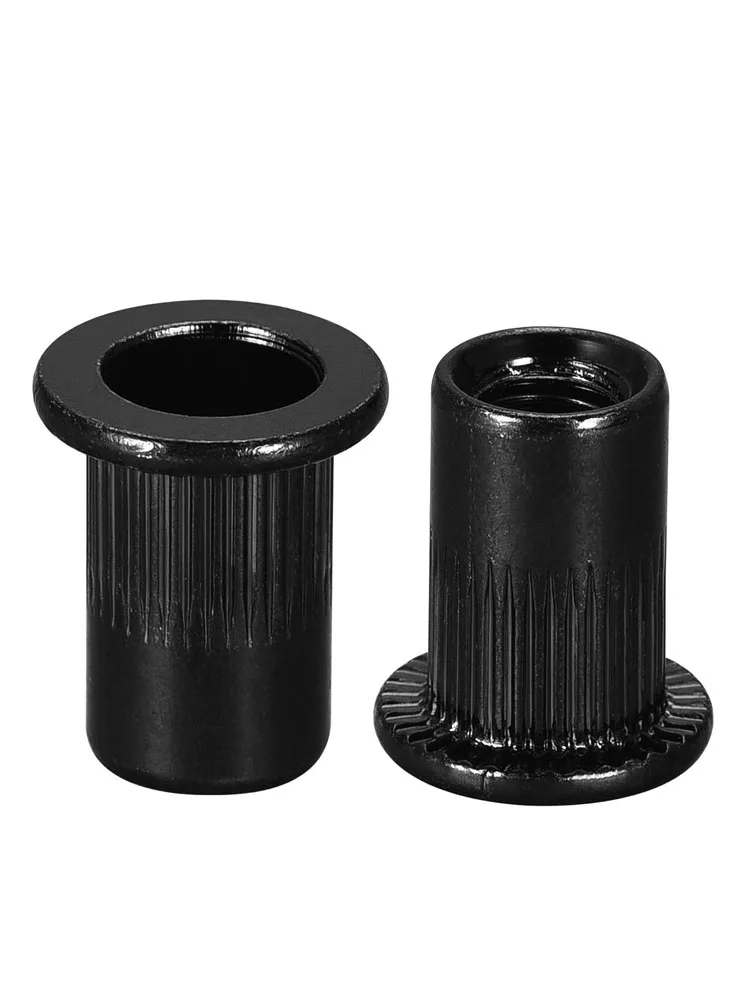 NINDEJIN 10/20 piĂšces Ă©crou Ă tĂȘte plate noir zinguĂ© acier au carbone M3 M4 M5 M6 M8 M10 M12 Ă©crou Ă rivets moletĂ© Ă©crous d'insertion filetĂ©s