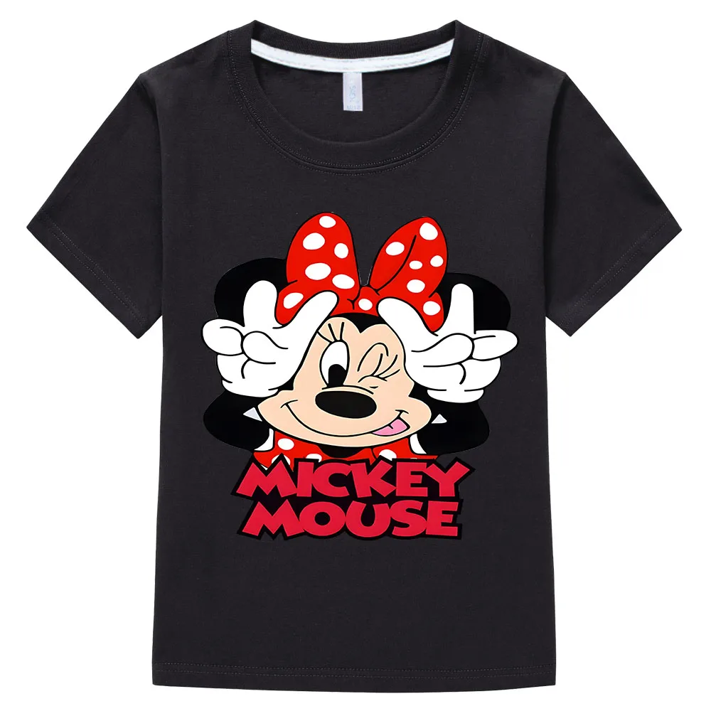 Cute Mikey Mousee Harajuku Children T Shirt Graphic White Girls T-shirt Funny Boys Short Sleeve Casual Streetwear Y2k Shirt