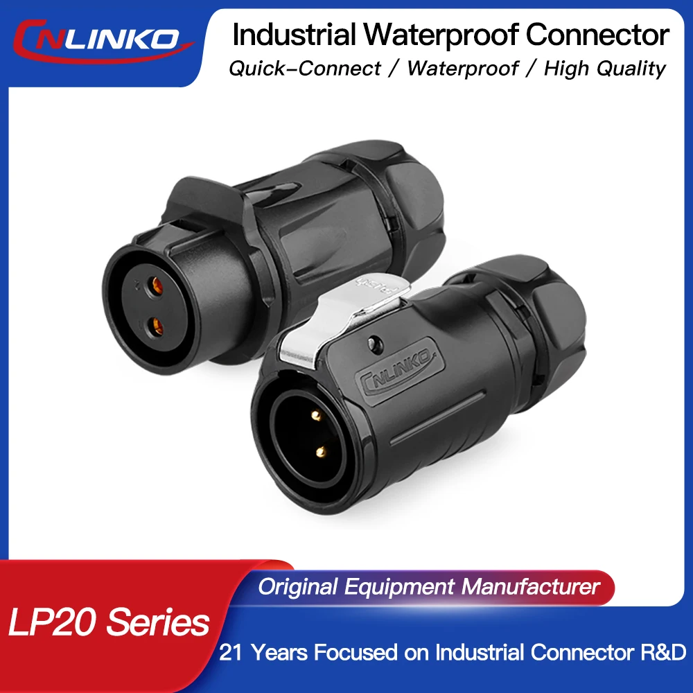 

CNLINKO LP20 PBT Пластиковый корпус Многоконтактный стопорный разъем Водонепроницаемый IP68 Кабель-кабель Промышленный разъем провода