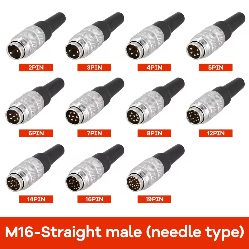 

5/10/20PCS J09 Butt joint reverse installation female plug IP67 waterproof M16-2 3 4 5 6 7 8 12 19 24pins metal connector