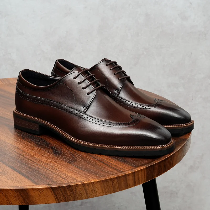 

Men's Genuine Leather Vintage High Quality Shoes Luxury Classic Formal Dress Elegant Gentleman Italian Black Natural Cowhide