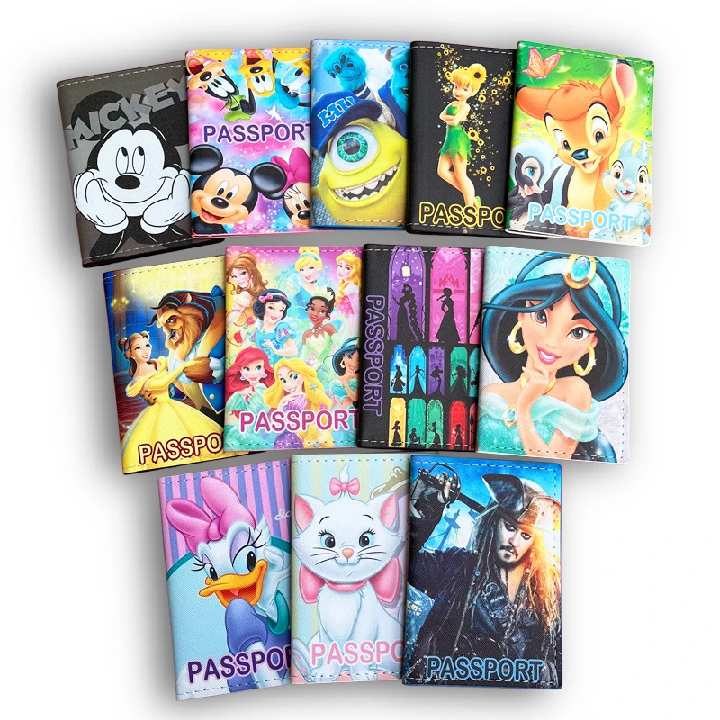 Disney Passport Cover Cartoon Print Girls Boys ID Card Holder PU Leather Travel Ticket Passport Case Lovely Passport Holder