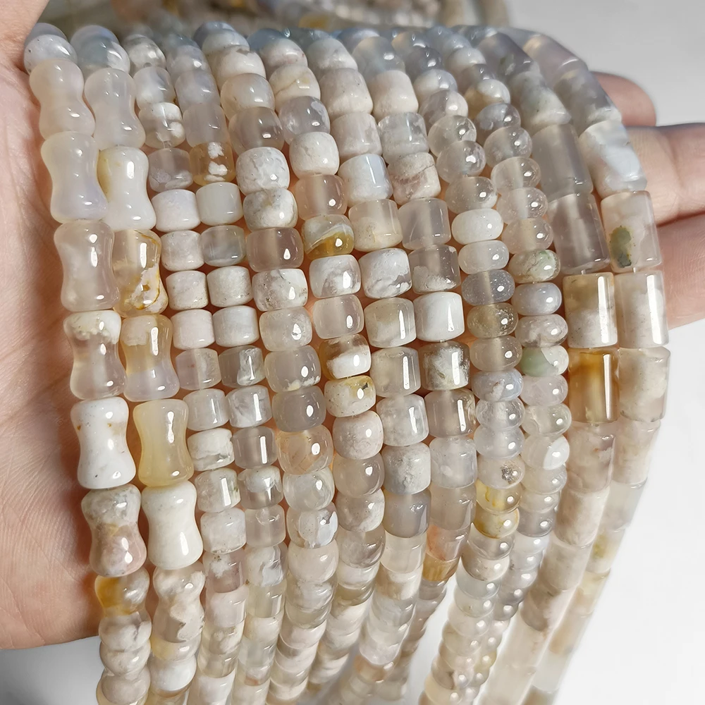 Natural Stone Agates Bead Smooth Cherry Agates Spacer Beads Round Tube Rondelle Bead Charm for DIY Bracelet Necklaces Earrings