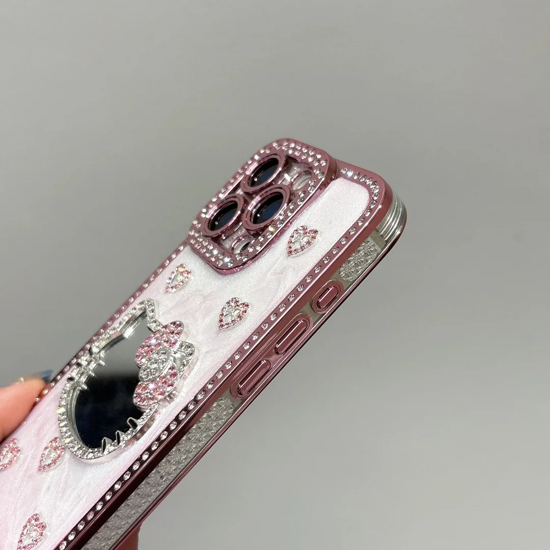 Luxury Anime Diamond Bing Glitter mirror Phone Case For iPhone 11 12 13 14 15 16 17 Air Pro Max Sparkling protection Cover Coque