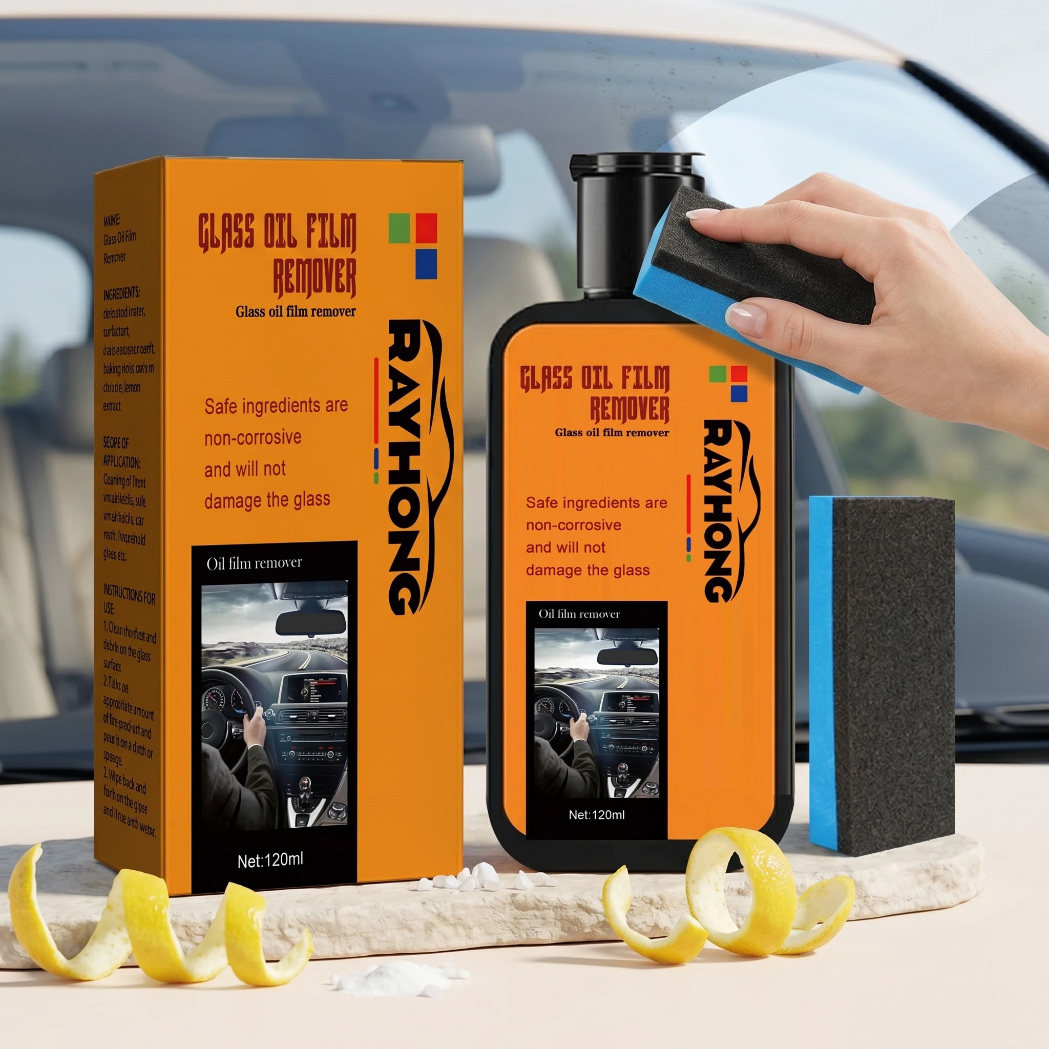 Car Glass Oil Film Remover Cleans Dirt Stains Watermark Enhance Transparency Window Polish Rainproof Compound Windshield Cleaner view 5