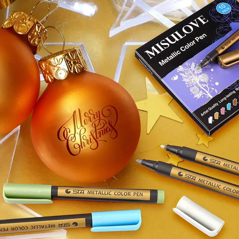 Canetas Marcadoras Metálicas, 10 Cores, Marcadores de Pintura para Papel Preto, Pintura Rupestre, Artesanato Scrapbooking, Fabricação de Cartões, Cerâmica, 30Pcs